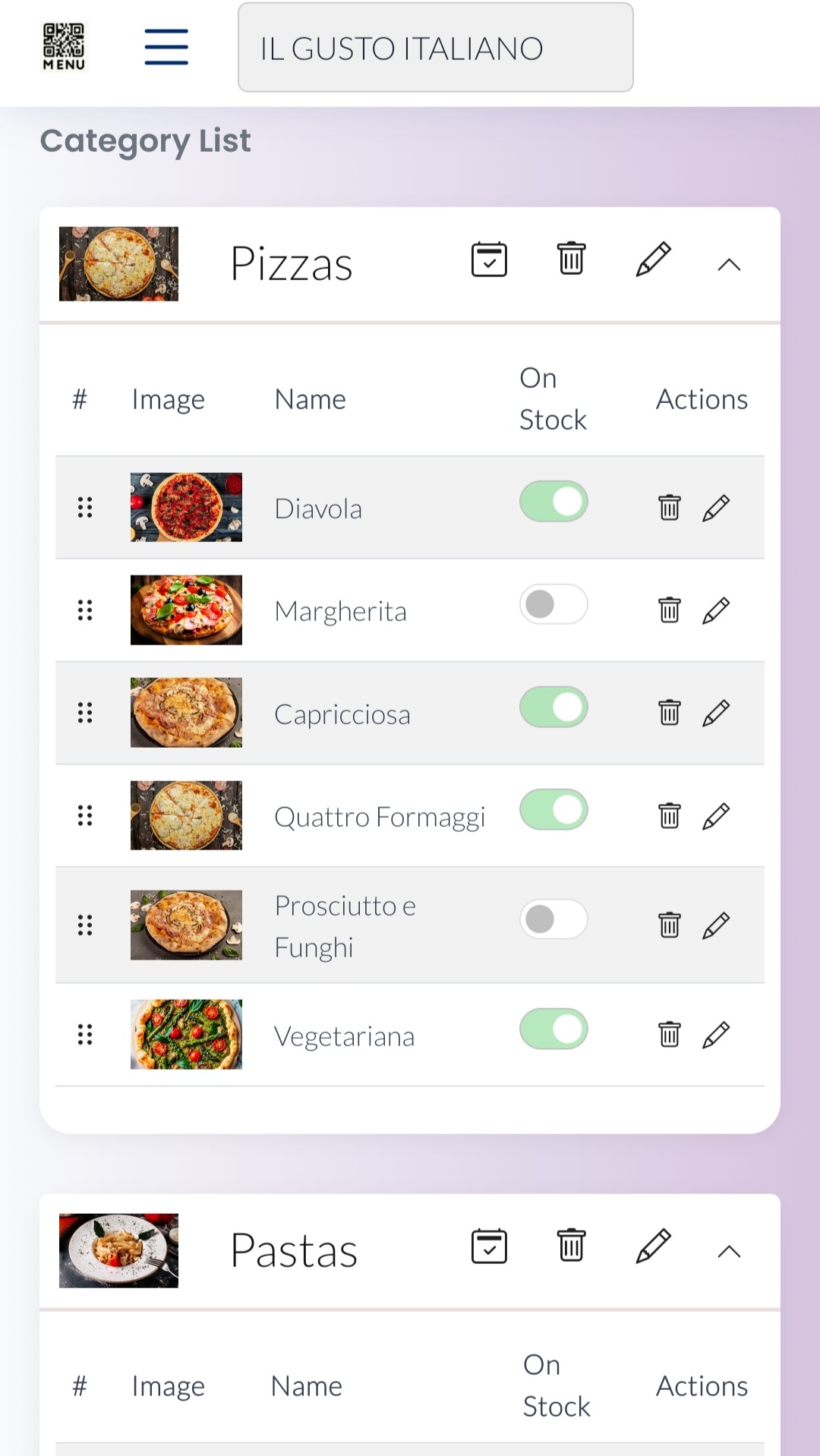 My QRMenu Dashboard